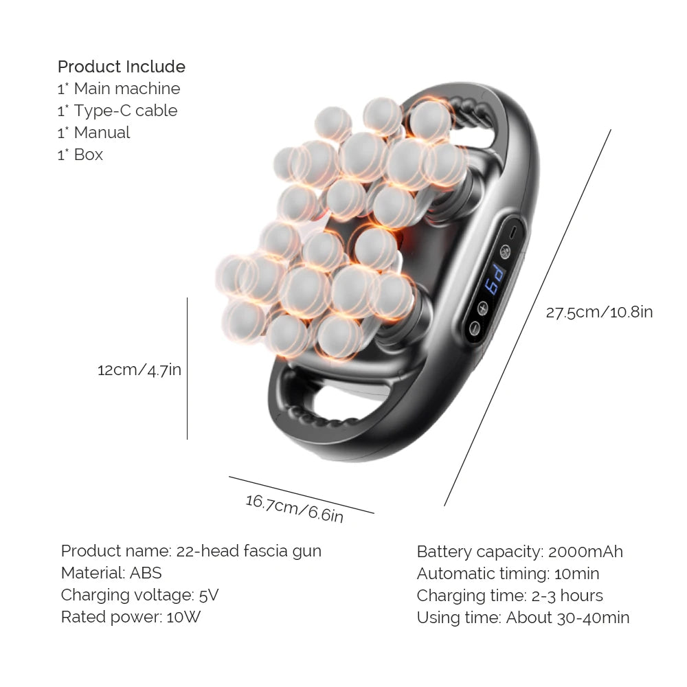 22-Head High-Frequency Massage Gun