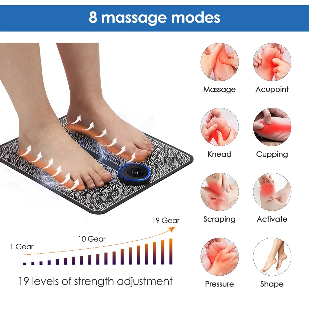 Rechargeable EMS Foot Massage Mat